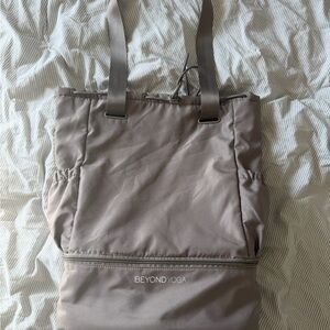 Beyond Yoga Taupe Gray Convertible Tote